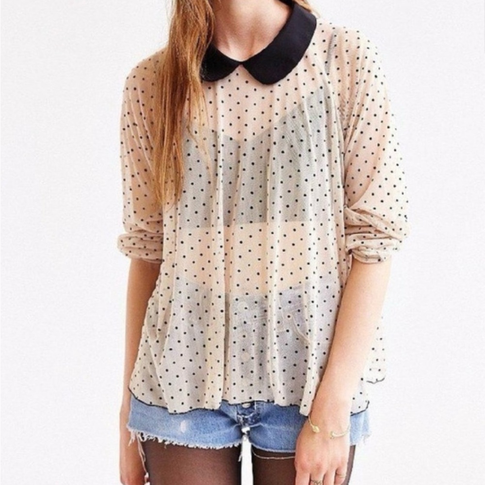 Vintage Cooperative Polka Dot Sheer Blouse | Urban Outfitters | Size M